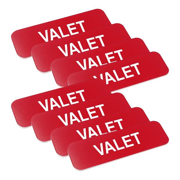 Valet 1 x 3" Name Tag, Red (10 Pack)