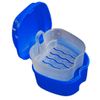 KISEER 2 Pack Colors Denture Bath Case Cup Box Holder Storage Soak Container with Strainer Basket for Travel Cleaning (Light Blue and Blue)