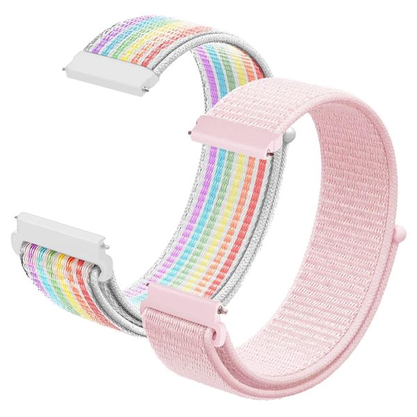 NewJourney 2Pack Kompatibel mit Anio 5 Armband Ersatz, 20mm Kinder SmartWatch Band Ersatz (Regenbogen+PerlRosa)