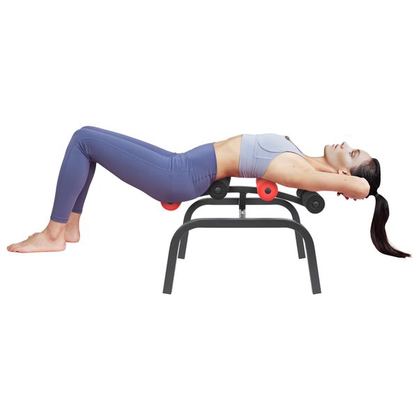 Mini Inversion Table, Compact Back Stretcher w/Back Massage Roller, Decompression Back Stretcher, Foam Roller Back Extension Machine for Stretching After Exercise Yoga, 350LBS Weight Capacity
