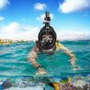 180 DEGREE FULL FACE SNORKEL MASK CAMERA MOUNT ADJUSTABLE HEAD STRAPS BLACK