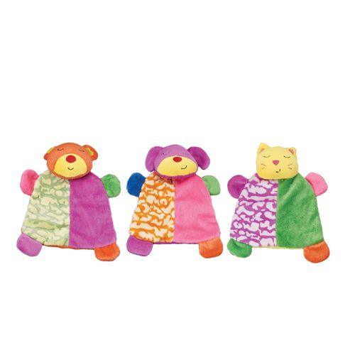 Ethical Pet SPOT Lil Spots Plush Blanket Dog Toy with Squeaker | Plush Baby Blanket Squeak and Crinkle Dog Toy for Small Dogs and Puppies | 7", Pack of 1 Assorted Color