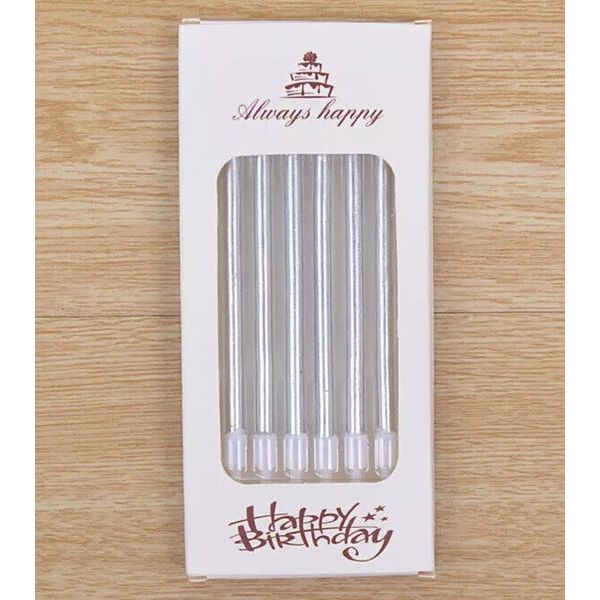 Silver Birthday Candles - Pack Of 6