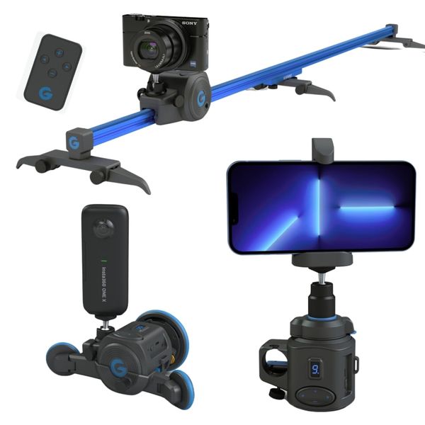 GripGear Directors Set: Includes Motor+Slider+Dolly+360 Panoramic Mount .World's Smallest Motorized Camera Slider Motion Control System, Compatible with Mirrorless, Smartphones & Action cams