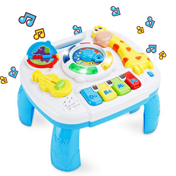 BACCOW Baby Toys 6 to 12-18 Months Musical Educational Learning Activity Table Center Toys for Toddlers Infants Kids 1 2 3 Year Olds Boys Girls Gifts Size 9.7 x 8.7 x 7.1 Inches