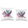 Funny Halloween Design Artwork Skeleton Riding Flamingo Throw Pillow