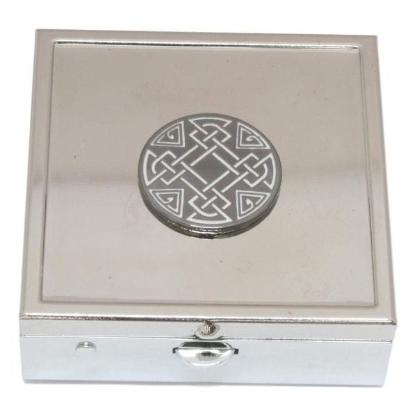Celtic Knot Pill Trinket Box Chrome with Mirror Gift 68