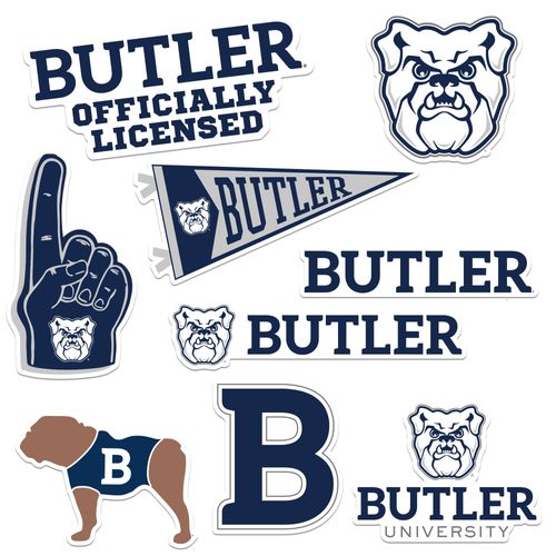 Butler University 8ct Vinyl Large Deluxe Stickers Variety Pack - Laptop, Water Bottle, Scrapbooking, Tablet, Skateboard, Indoor/Outdoor - Set of 8