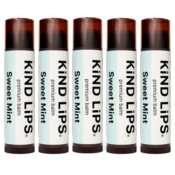 Kind Lips Lip Balm - Nourishing & Moisturizing Lip Care for Dry Lips Made from Shea Butter, Beeswax with Vitamin E |Sweet Mint Flavor | 0.15 Ounce (Pack of 5)