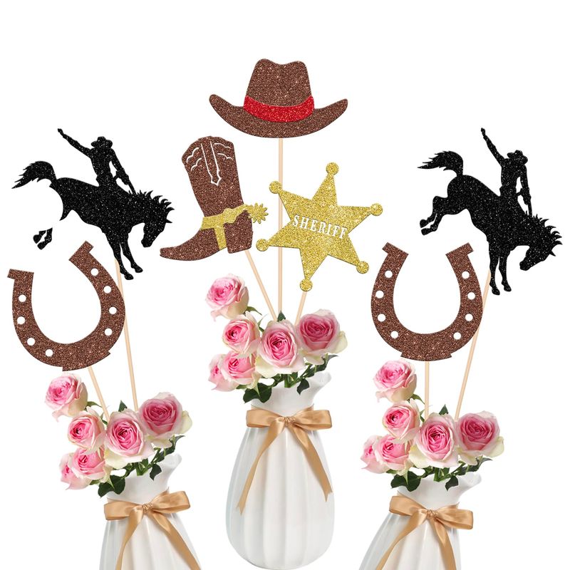 10 Pack Cowboy Centerpieces for Tables Glitte Western Party Decorations ...