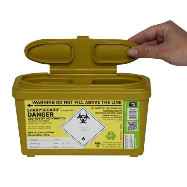 Sharps Container 1 Litre with Safety Web - (Single Pack)