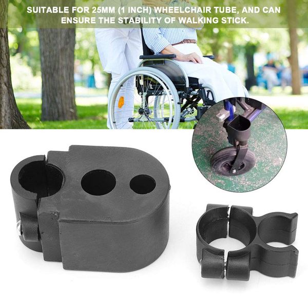 Wheelchair Walking Stick Rack, Crutches Holder for Mobility Scooter Rack Bracket Crutch Practical Cane Aid Accessory Carrier Platform Attachment for Elderly Handicapped Walker Disabled User