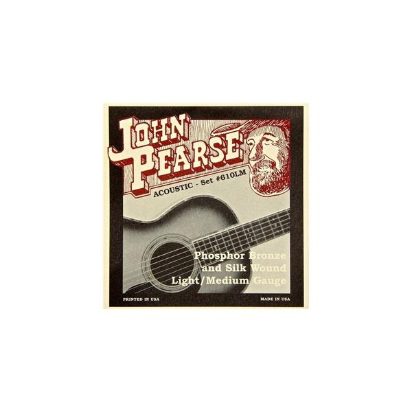 John Pearse Strings Strings 610LM For Acoustic Guitar - Phosphor Bronze And Silk Wound - Light Gauge 11-50