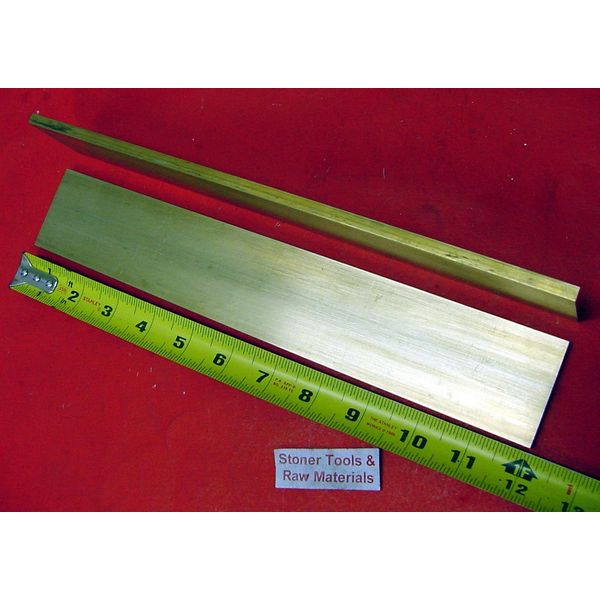 2 Pieces 1/4" x 2" C360 Brass Flat BAR 12" Long Solid .250" Mill Stock H02