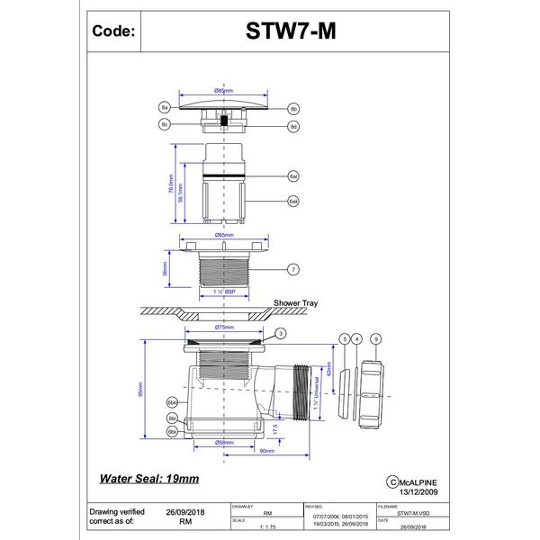 McAlpine 50mm Shower Trap with Universal Outlet STW7-M