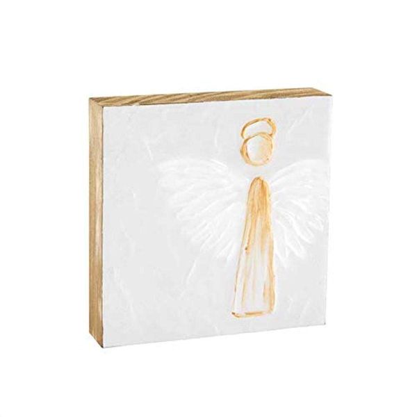 Mud Pie Angel Block Art White (Large)
