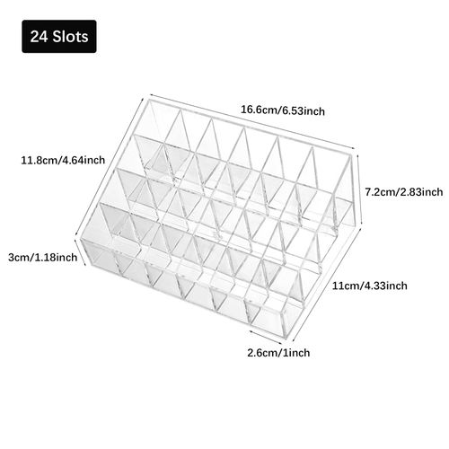 TACYKIBD 24 Spaces Lipstick Holder, Clear Acrylic Lipgloss Lipstick Organizer and Cosmetic Case Display Rack, Makeup Organizer for Lip Gloss Brushes Bottles More(6x4 Arrangement)