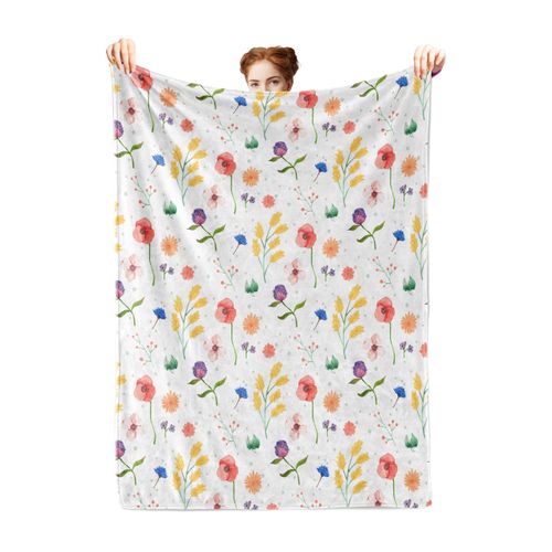 Floral Throw Blanket, Wildflower Blanket, Throw Blankets Floral, Colorful Wildflower Soft Cozy Flannel Fleece Throw Blanket for Home Bed Sofa Couch Chair, 50x60 Inches