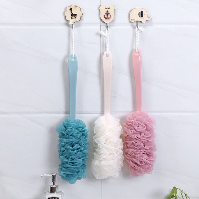 Back Scrubber for Shower, Anti-Slip Long Handle Bath Sponge Shower Brush,  Soft Nylon Mesh Back Cleaner Washer, Body Bath Exfoliating Brush for Women