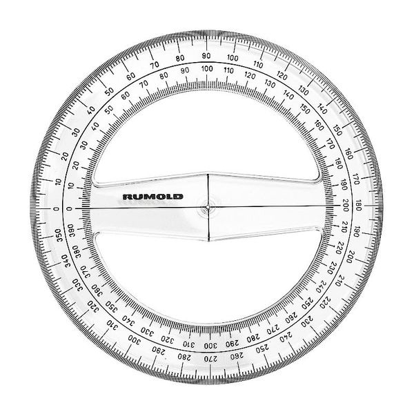 Rumold 313.202 Full Circle Protractor, 400 GON Graduation, 15 cm Diameter, Transparent