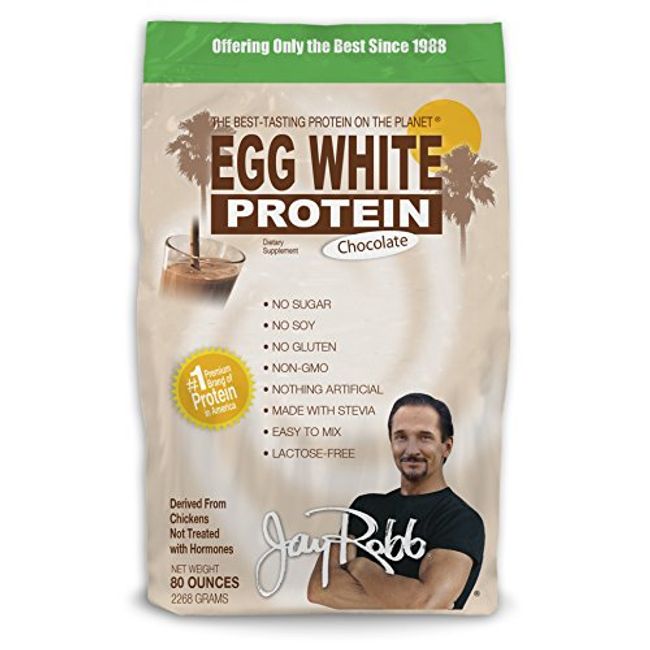 JayRobb Chocolate Egg White Protein Powder, Low Carb, Keto, Vegetarian, Gluten Free, Lactose Free, No Sugar Added, No Fat, No Soy, Nothing Artificial, Non-GMO, Best-Tasting (80 oz, Chocolate)