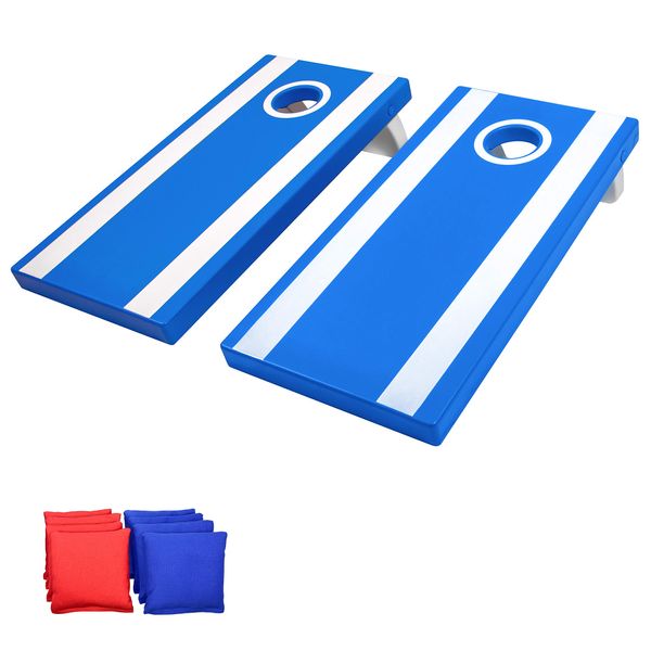 GoSports 4'x2' All Weather Cornhole Game Set - Includes 8 Bean Bags & Game Rules (Choose Between American Flag, Red, and Blue Designs)