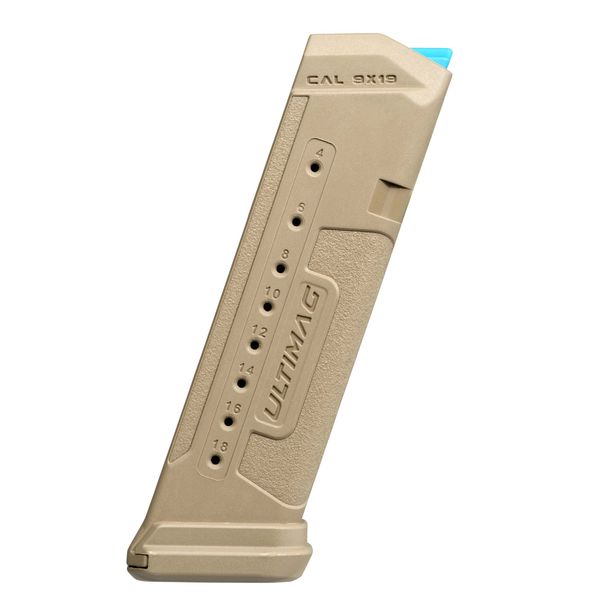 FAB Defense Ultimag - Glock 17-9X19 Luger, Generationen 3 bis 5 (18 Schuss Kurzwaffen) TAN