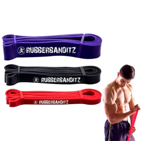 Set of 3 Rubberbanditz Crossfit Pull up Bands -#2, 3, 4- Medium, Heavy, Robust