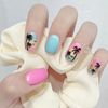 Kabwea 24 Piece Short Press on Nails, Artificial Summer Palm Nails