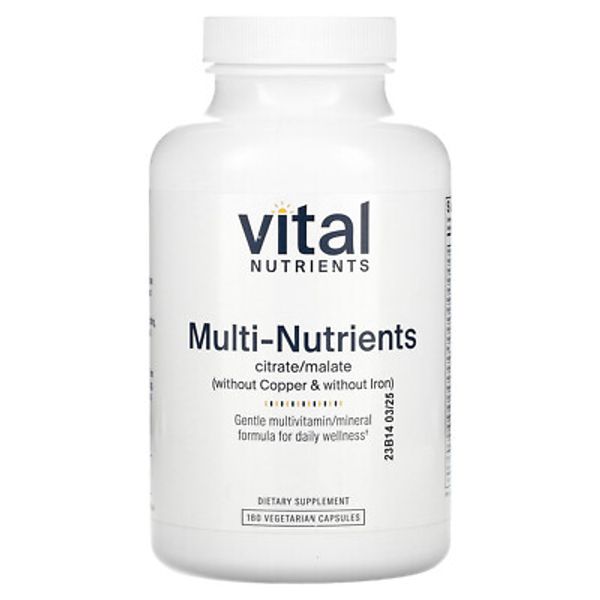 Multi-Nutrients Citrate/Malate (Without Copper & Without Iron), 180 Vegetarian
