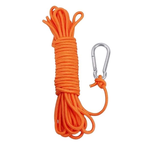 BeGrit 20 m Floating Rope Anchor Mooring Rope Multifunction Rope 6 mm Kayak Canoe Tow Throw Line with Carabiner for Boat Camping Hiking Awning Tent Canopy(Orange)