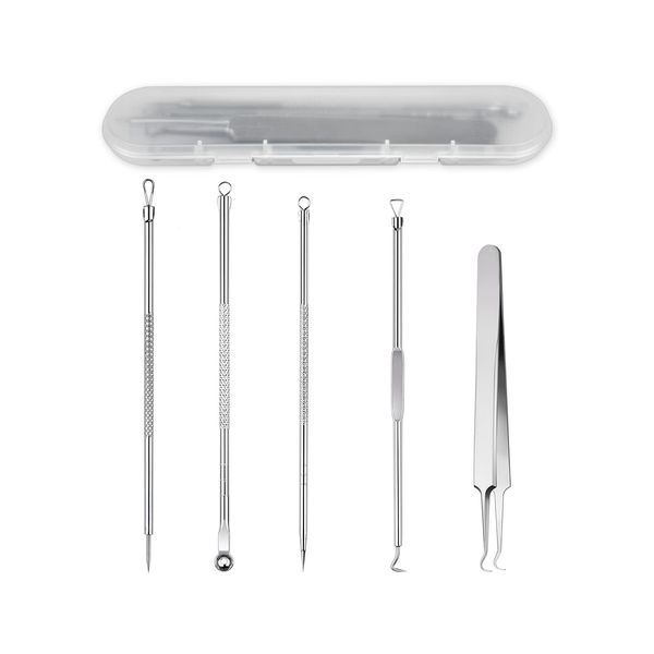 ds. distinctive style Blackhead Remover Tools Set of 5 Black Head Extractions Tool Stainless Steel Professional Pimple Extractor