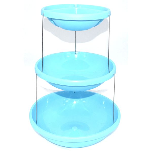 3 Tier Twistfold Party Serving Plastic Stand With Bowls/Platter Rack (TURQUOISE)