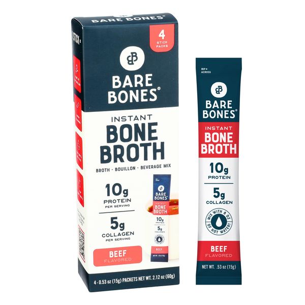 Bare Bones Instant Beef Bone Broth Stick Packs 2.11 Ounce Gluten Free