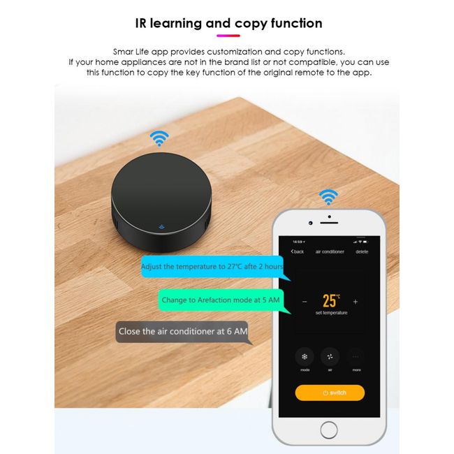 for Alexa Smart Life APP for Air Conditioning Tuya WiFi IR Remote Universal