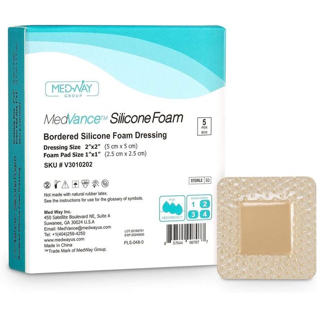 MedVanceTM Silicone - Bordered Silicone Adhesive Foam Dressing Size 2"x2"...