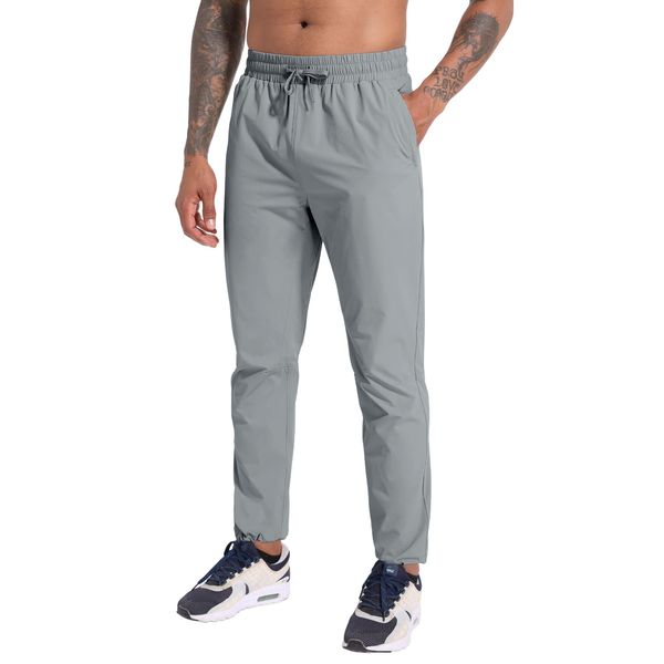 Jogginghose Herren Wanderhose Outdoorhose Leichte Trekkinghose Atmungsaktiv SchnellTrockend Wasserdicht Trainingshose Sporthose Freizeithose Laufhose Gym Sweatpants mit Reißverschlusstaschen Grey-L