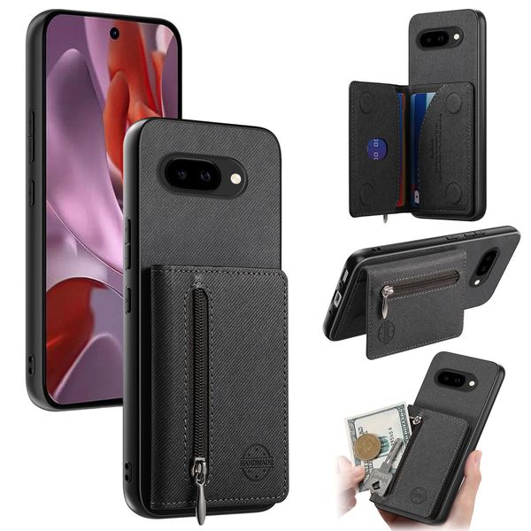 Google Pixel 9A Case, Notebook Type, Google Pixel 9A Case, Card Storage, Back, Pixel9A Case, Zipper, Coin Purse, Pixel9A, Smartphone Case, Google Pixel 9a, Stand Function, Google Pixel 9a Cover