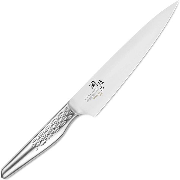 KAI Seki Magoroku Shoso Office Knife 9 cm Blade Length - 5CR15MoV Stainless Steel 56 (±1) HRC - Convex Cut - 18-8 Stainless Steel Handle with Diamond Pattern - Utility Knife - Made in Japan