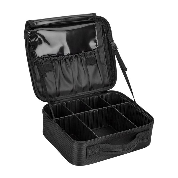 Travel Makeup Case Storage Make Up Tools Cosmetic Bags Black Waterproof Organizer with Compartments Detachable for Hairdressing Nail Art Accessories