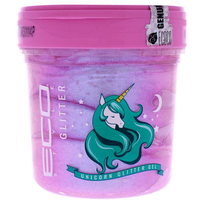 ECOCO Eco Style Unicorn Glitter Gel Adds Sparkle to Hair Provides Legendary Shine Imparts Essential Moisture Lifts Stiff Dry Hair Provides Touchable Hold 16 oz, Blue, 453.5924 gram