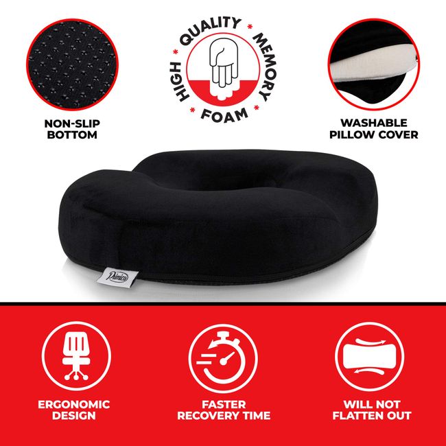 Donut Pillow Seat Cushion Orthopedic Design| Tailbone & Coccyx Memory Foam Pillow | Pain Relief for Hemorrhoid Pregnancy Post Natal Surgery