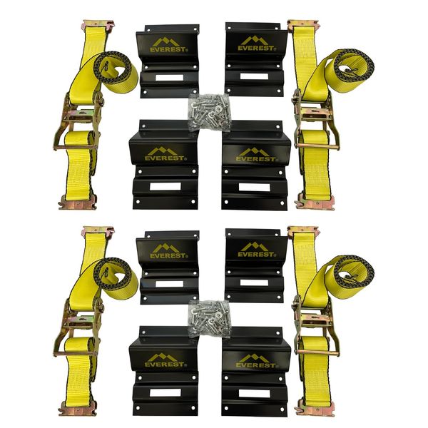 4 pk E-Track Tie-Down Kit w/ Ratchet Straps Wheel Chocks Tie Down Kit 3000 lbs