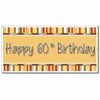 Happy 60th Birthday Bow and Stripes Pattern 2'x4' Vinyl Banner