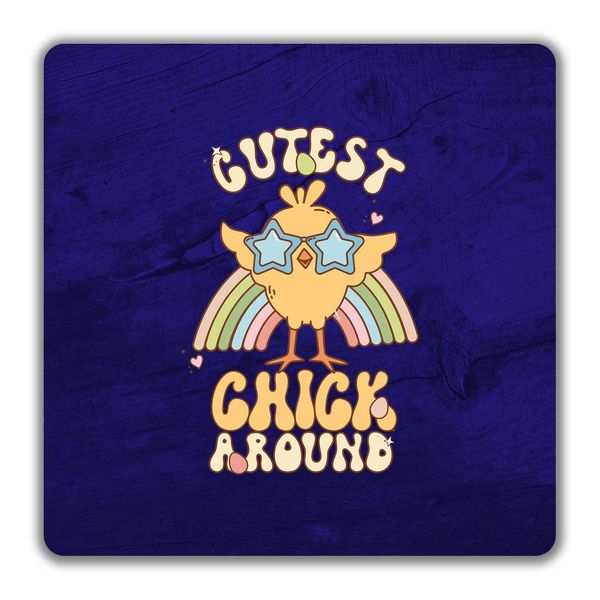 Shopagift Cutest Chick Around in Blue Sunglasses Easter 2 Pack Coasters - 9cm x 9cm