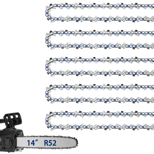 5 Pack 14 Inch Chainsaw Chain 3/8" LP Pitch .043" Gauge 52 Drive Links, 14" Replacement Chains Fit for EGO CS1400/1401, Worx WG384, Makita XCU08, Milwaukee, Kobalt, Ryobi, R52