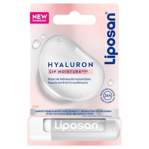 Liposan Hyaluron Plus (1 x 5 g), Lip Balm with Hyaluronic Acid, Lip Cocoa with Instant Hydration Boost, Moisturizing Balm for Soft Lips, Pink