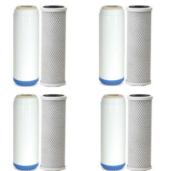 REPLACEMENT FLUORIDE & CARBON BLOCK FILTERS. 4 SETS. UPGRADE OR REFILL SYSTEM!