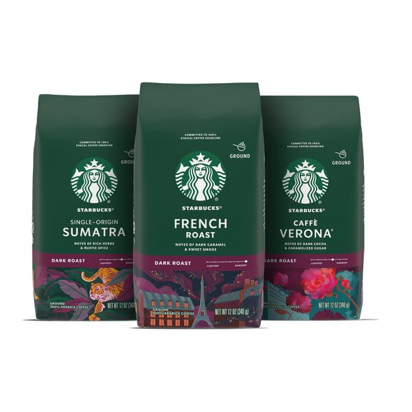 Starbucks Dark Roast Ground Coffee—Variety Pack—3 bags (12 oz each)