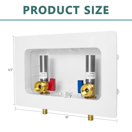 Washing Machine Outlet Box, Niikappu 1/2 Inch Pex Crimp Inlet x 3/4 Inch MHT Outlet Connection, Washer Box with Center Drain, with Stainless Steel Water Hammer Arrestor